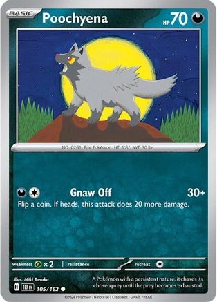 Poochyena 105  - Reverse Holofoil SV05 Temporal Forces - Common