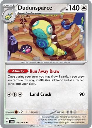 Dudunsparce 129  - Reverse Holofoil SV05 Temporal Forces - Rare