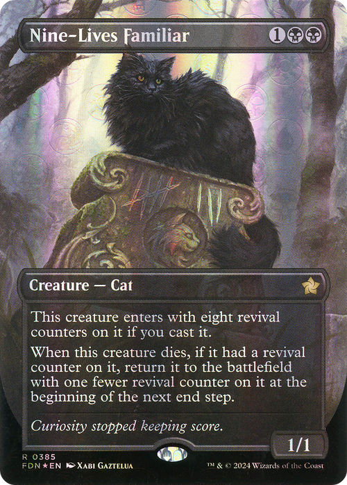 Nine-Lives Familiar (Borderless) (Mana Foil) (FDN-385) - Foundations Foil