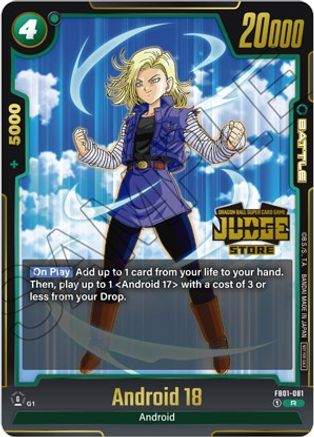 Android 18 - FB01-081 (Judge Pack (Store Judge) 01) (FB01-081) - Tournament and Championship Promos Holofoil