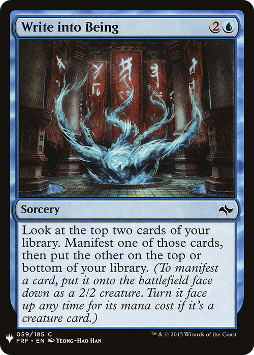 Write into Being (LIST-FRF-59) - The List