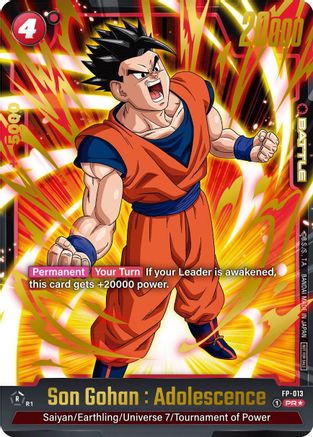 Son Gohan : Adolescence - FP-013 (Gold) (FP-013) - Fusion World Promotion Cards and Packs Holofoil