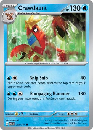 Crawdaunt 048  - Reverse Holofoil SV06 Twilight Masquerade - Common