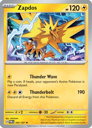 Zapdos 065  - Holofoil SV06 Twilight Masquerade - Rare