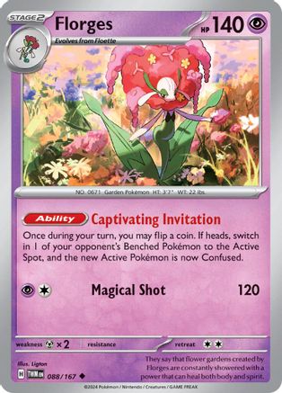 Florges 088  - Reverse Holofoil SV06 Twilight Masquerade - Uncommon
