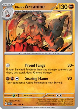 Hisuian Arcanine 100  - Reverse Holofoil SV06 Twilight Masquerade - Rare