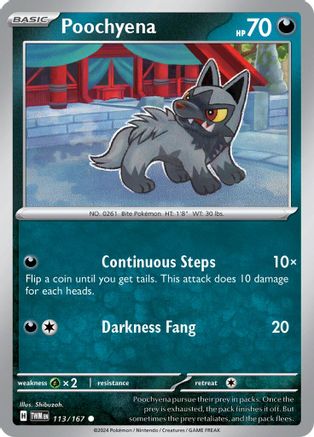 Poochyena 113  - Reverse Holofoil SV06 Twilight Masquerade - Common