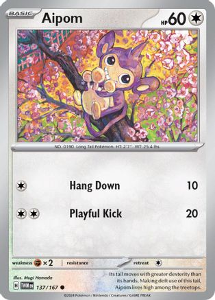 Aipom 137  - Reverse Holofoil SV06 Twilight Masquerade - Common