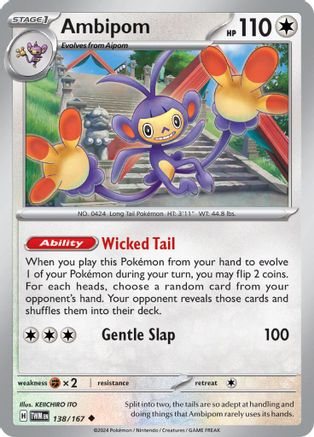Ambipom 138  - Reverse Holofoil SV06 Twilight Masquerade - Uncommon