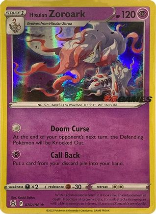 Hisuian Zoroark (EB Games Exclusive) 076/196  - Holofoil Miscellaneous Cards & Products - Promo