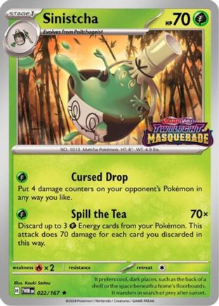Sinistcha (Prerelease) 022/167  - Holofoil SV Scarlet & Violet Promo Cards - Promo