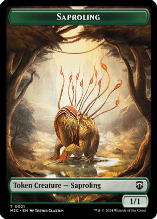 Saproling (Ripple Foil) // Emblem - Garruk, Apex Predator Double-Sided Token (M3C-21 // 27) - Modern Horizons 3 Commander Foil