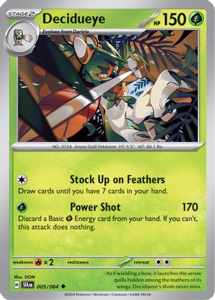Decidueye 005  - Reverse Holofoil SV Shrouded Fable - Uncommon