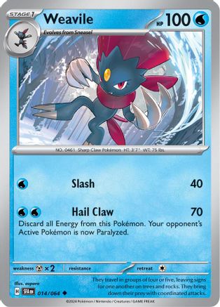 Weavile 014  - Reverse Holofoil SV Shrouded Fable - Uncommon
