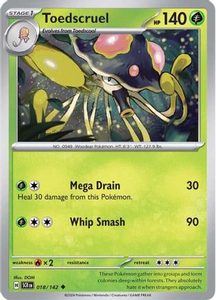 Toedscruel 018  - Reverse Holofoil SV07 Stellar Crown - Uncommon
