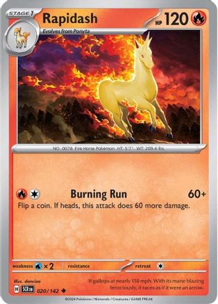 Rapidash 020  - Reverse Holofoil SV07 Stellar Crown - Uncommon