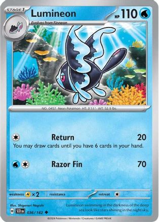 Lumineon 036  - Reverse Holofoil SV07 Stellar Crown - Uncommon