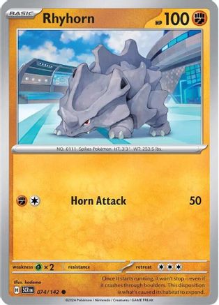 Rhyhorn 074  - Reverse Holofoil SV07 Stellar Crown - Common