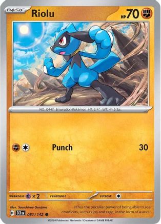 Riolu 081  - Reverse Holofoil SV07 Stellar Crown - Common
