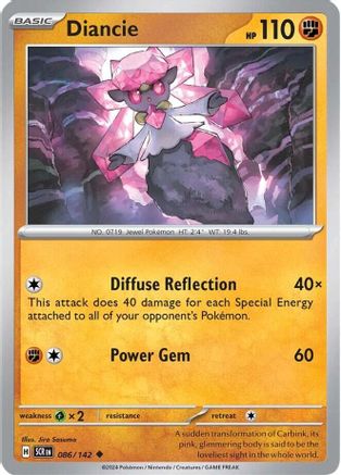 Diancie 086  - Reverse Holofoil SV07 Stellar Crown - Uncommon