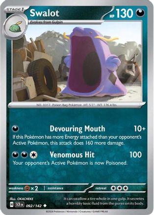 Swalot 092  - Reverse Holofoil SV07 Stellar Crown - Uncommon