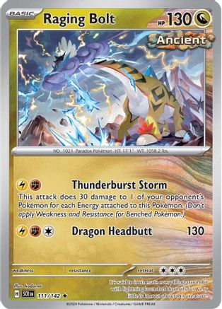Raging Bolt 111  - Reverse Holofoil SV07 Stellar Crown - Rare
