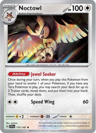 Noctowl 115  - Holofoil SV07 Stellar Crown - Rare