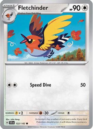 Fletchinder 122  - Reverse Holofoil SV07 Stellar Crown - Common