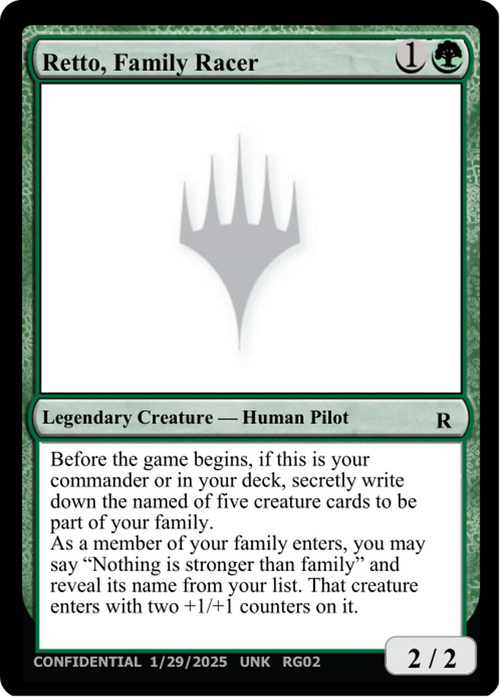 Retto, Family Racer (UNK-RG02) - Un-Known Event Playtest Cards