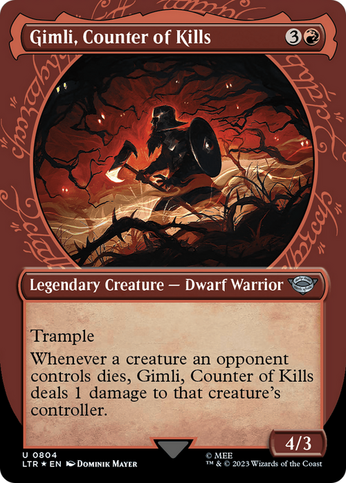 Gimli, Counter of Kills (Showcase) (Surge Foil) (LTR-804) - The Lord of the Rings: Tales of Middle-earth: (Showcase) (Borderless) Foil