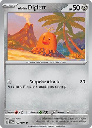 Alolan Diglett 122  - Reverse Holofoil SV08 Surging Sparks - Common