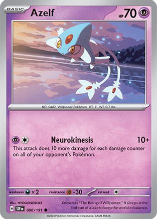 Azelf 080  - Reverse Holofoil SV08 Surging Sparks - Common