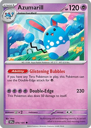 Azumarill 074  - Reverse Holofoil SV08 Surging Sparks - Uncommon