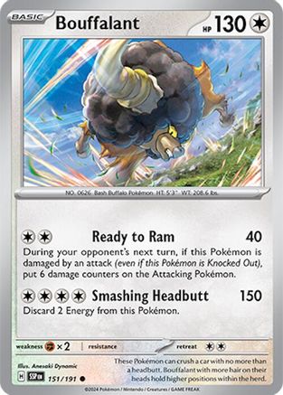 Bouffalant 151  - Reverse Holofoil SV08 Surging Sparks - Common