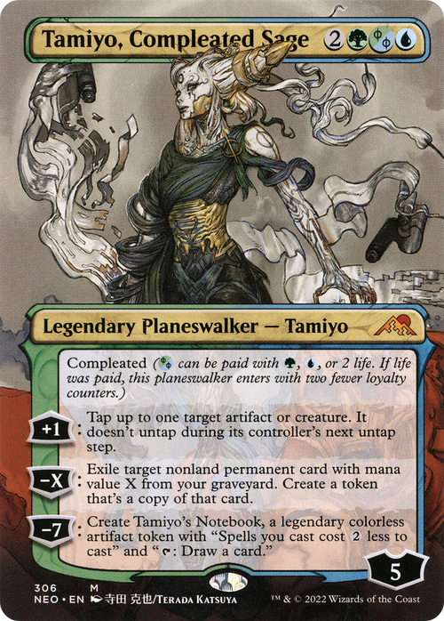 Tamiyo, Compleated Sage (Borderless) (NEO-306) - Kamigawa: Neon Dynasty