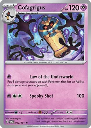 Cofagrigus 083  - Holofoil SV08 Surging Sparks - Rare