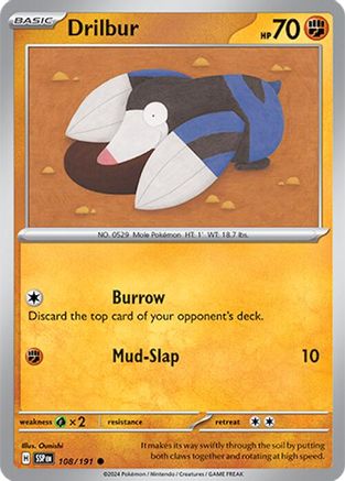 Drilbur 108  - Reverse Holofoil SV08 Surging Sparks - Common