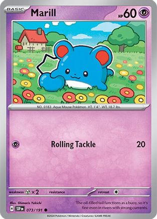 Marill 073  - Reverse Holofoil SV08 Surging Sparks - Common