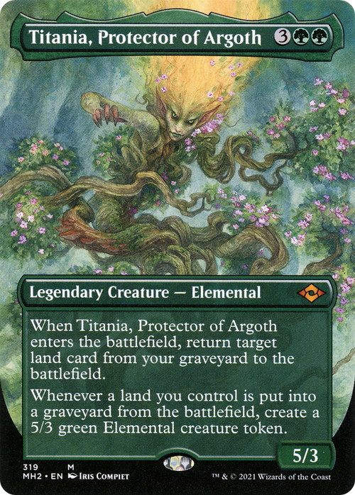 Titania, Protector of Argoth (Borderless) (MH2-319) - Modern Horizons 2 (Borderless) Foil
