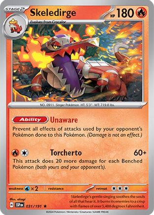 Skeledirge 031  - Reverse Holofoil SV08 Surging Sparks - Rare