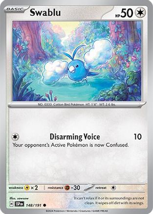 Swablu 148  - Reverse Holofoil SV08 Surging Sparks - Common
