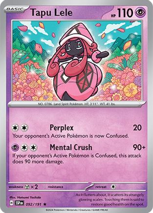 Tapu Lele 092  - Holofoil SV08 Surging Sparks - Rare