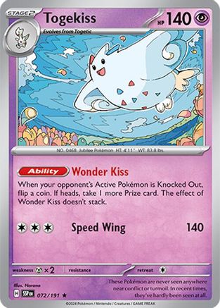 Togekiss 072  - Reverse Holofoil SV08 Surging Sparks - Rare