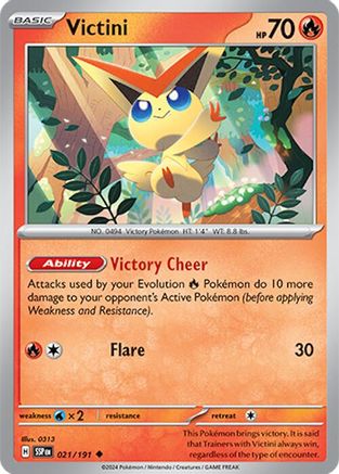 Victini 021  - Reverse Holofoil SV08 Surging Sparks - Uncommon