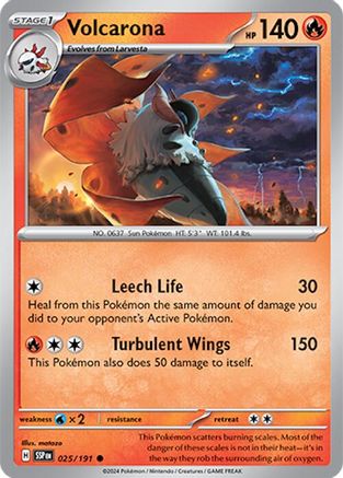 Volcarona 025  - Reverse Holofoil SV08 Surging Sparks - Common