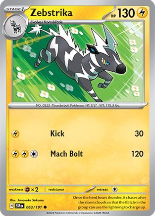 Zebstrika 063  - Reverse Holofoil SV08 Surging Sparks - Common