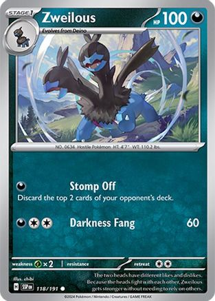 Zweilous 118  - Reverse Holofoil SV08 Surging Sparks - Common