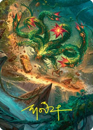 Mossborn Hydra Art Card (42/54) (Gold-Stamped Signature) (ASFDN-042) - Art Series: Foundations