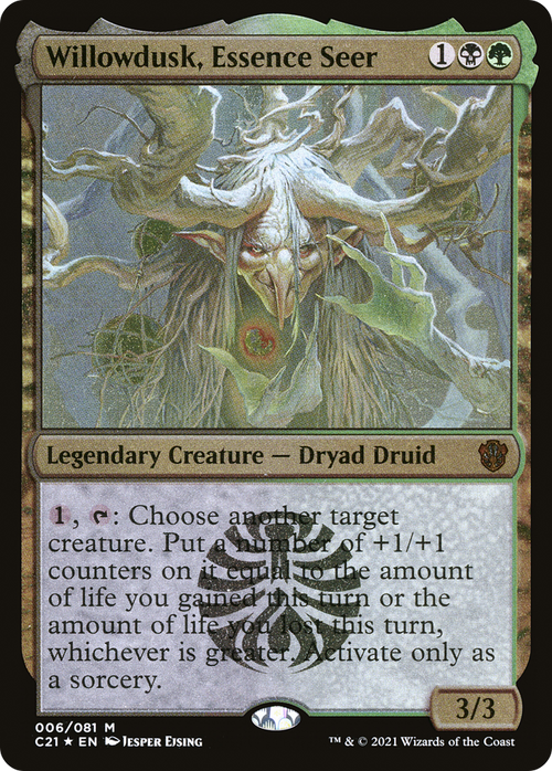 Willowdusk, Essence Seer (Display Commander) - Thick Stock (C21-006) - Commander 2021 Display Commanders Etched Foil