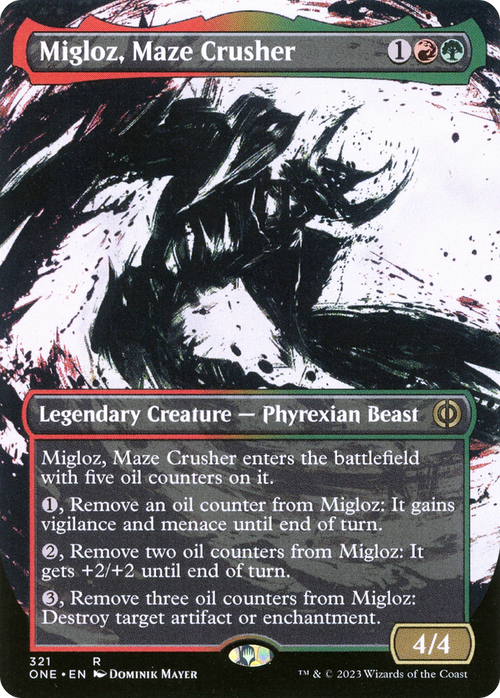 Migloz, Maze Crusher (Showcase) (ONE-321) - Phyrexia: All Will Be One: (Showcase) (Borderless) Foil